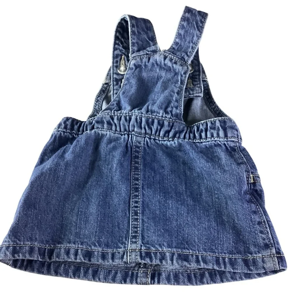 Old Navy Denim Overall Dress‎ Girls 3-6 Months Adjustable Straps Blue Sleeveless